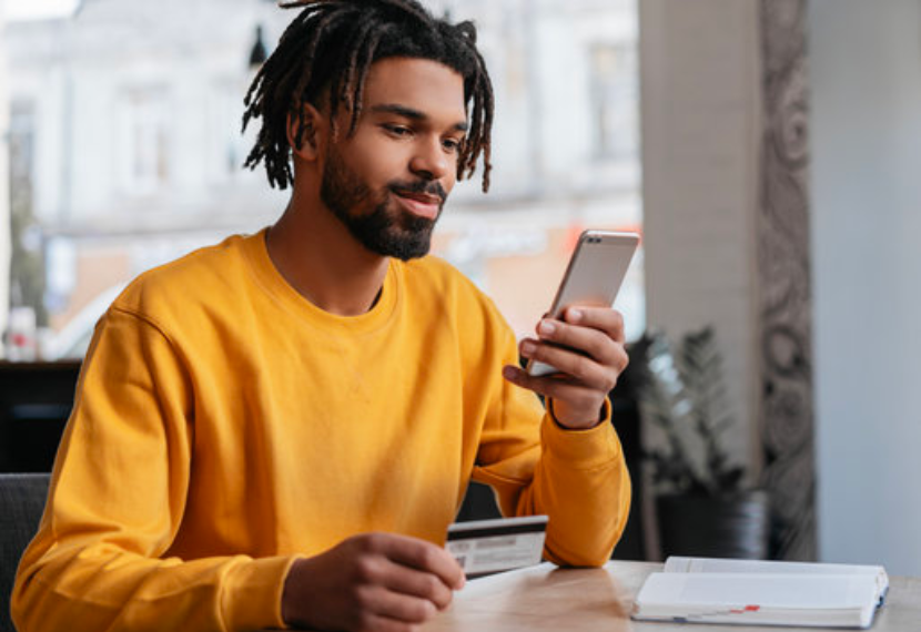 A man is increasing his order size on his mobile device
